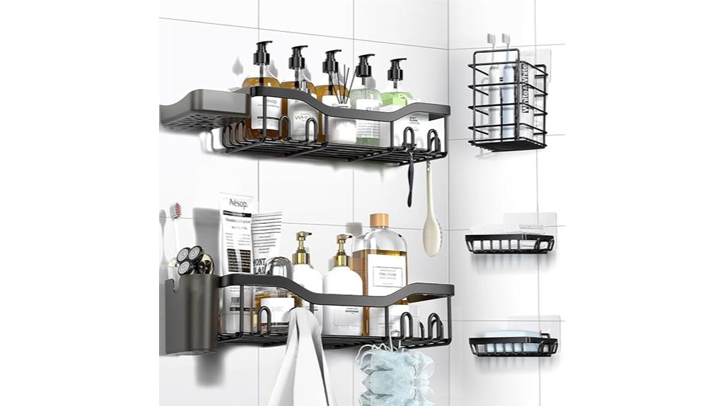 adhesive shower storage solution