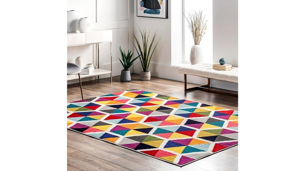 colorful geometric area rug